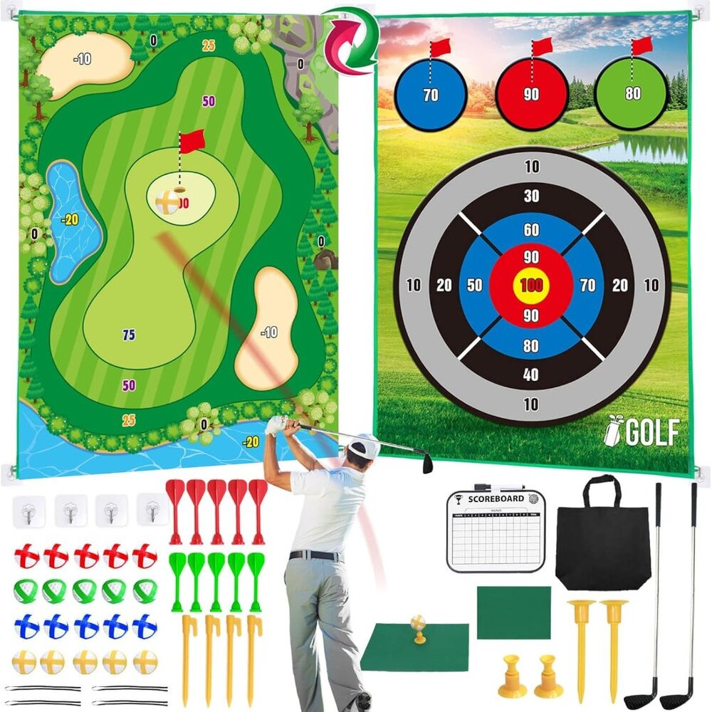 Golf Chipping Practice Mat Set for All Ages Indoor Outdoor